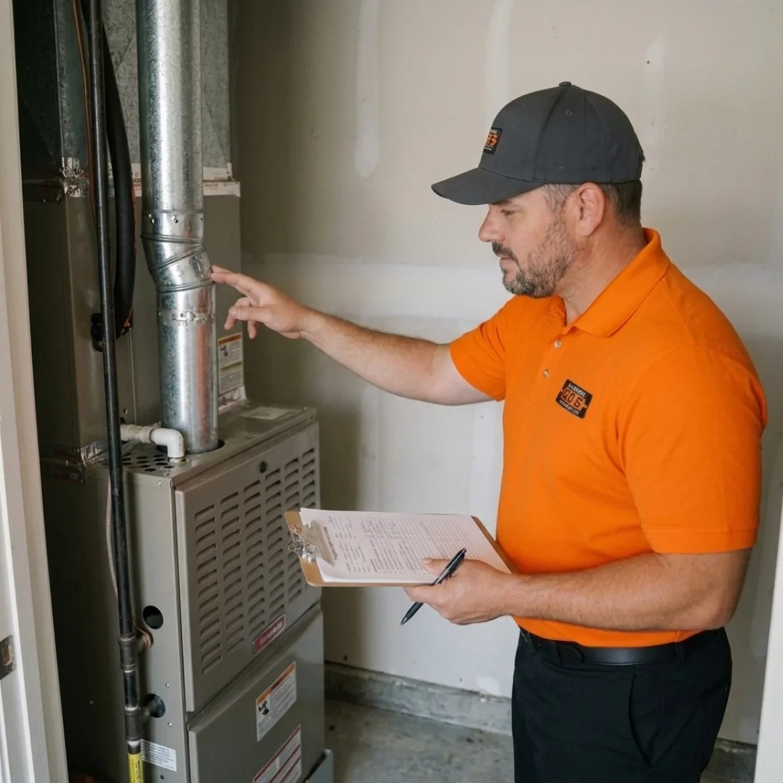 Licensed HVAC technician performing heating services in the Inland Empire