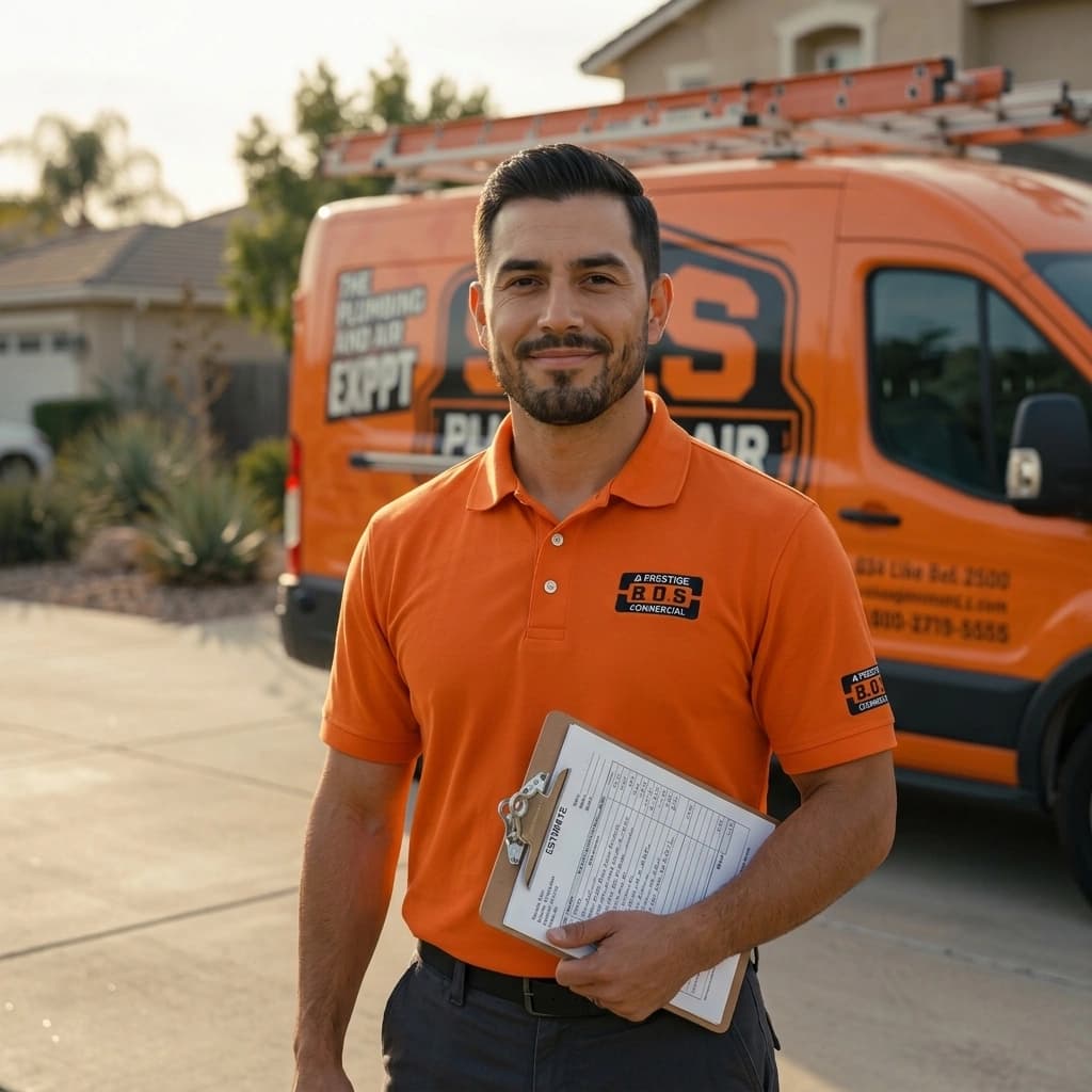 SOS Plumbing and Air technician — transparent pricing, upfront written estimates with no hidden fees across the Inland Empire